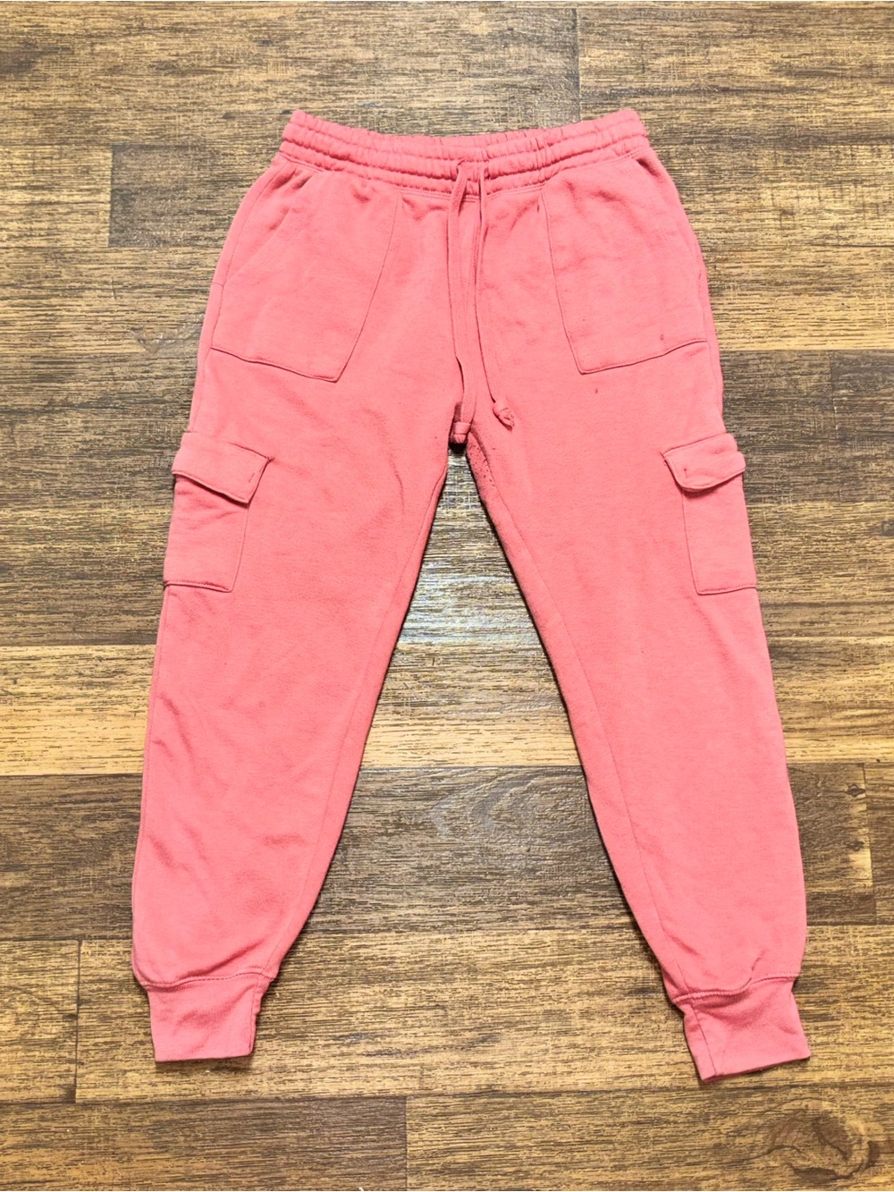 Coral Cargo Jogger Pants with Drawstring Waist